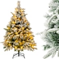 Miniatyrbillede 1 af 4: COSTWAY 136 cm LED kunstigt juletræ - Snehvide - 150 varme hvide lys - 384 PE og PVC grene - juledekoration Grön