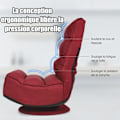 Miniatyrbild 3 av 4: COSTWAY hopfällbar loungestol, 360° vridbar - högt ryggstöd justerbart i 5 positioner, linnetyg, för meditation, Relax Red Röd