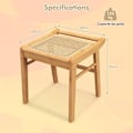 Miniatyrbillede 4 af 4: COSTWAY Bambus vanity skammel med PE rattan top og skridsikre fødder, makeup skammel til stue, soveværelse