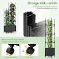Miniatyrbillede 2 af 4: COSTWAY Hævet plantekasse på hjul med obelisk espalier, 3 justerbare højder, nem dræning, gør-det-selv-design, 42 x 42 x 219 cm Svart