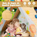 Miniatyrbillede 3 af 4: COSTWAY Havehus til Børn 2i1 med Klatrefunktion, Vandtæt Klokke Træhus til Udeliv og Indendørs 3 - 8 År Beige