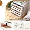 Miniatyrbillede 2 af 4: COSTWAY Sengebord med 3 Skuffer i Rattan, Moderne Sidebord, til Soveværelse, Stue, 60 x 40 x 75 cm Hvid