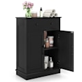 Miniatyrbillede 1 af 6: COSTWAY Badeværelsesskab med 2 Døre, Skuffe og Justerbar Hylde, til Køkken, Stue, Spisestue, 56x30x80 cm Sort