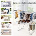 Miniatyrbillede 3 af 6: Foldable Tumble Dryer COSTWAY - 33 Bars, 26 Sock Clips - 2-Level Drying Rack Large Drying Surface in Steel
