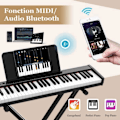 Miniatyrbillede 2 af 6: COSTWAY bærbart elektrisk tastatur 61 taster med justerbart stativ Foldbart polstret bænkstativ Mikrofon Headset Audio Begynder