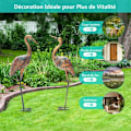 Miniatyrbillede 3 af 4: COSTWAY Stående Svanestatue Sæt af 2 til Have Vandtæt Metalramme Farvegradient Fjer Realistiske Dyr Gradient färg fjädrar