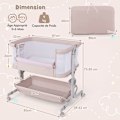 Miniatyrbillede 4 af 4: Baby-samsoveseng med 2,5 cm madras COSTWAY-Fra fødslen-9 kg-6 højder-4 hjul-foldbar bærbar-opbevaringshylde-beige