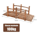 Miniatyrbillede 4 af 4: COSTWAY træhavebro 150x67x56CM med rækværk Udendørs dekoration Dam/bassin Brobelastning 100KG Farve Brun