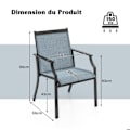 Miniatyrbillede 5 af 6: COSTWAY Sæt af 2 Havestole, Sæde i Åndbart Stof, Høj Ryg og Armlæn, til Porch Have Pool Terrase, Blå Blå