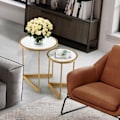 Miniatyrbild 2 av 4: COSTWAY Round Nesting Soffbord - Guld Stålstruktur - Skandinavisk Stil