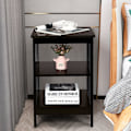 Miniatyrbillede 4 af 4: COSTWAY Sæt med 2 3-lags sengebord, enkelt og moderne sidebord, til soveværelse, stue 40 x 40 x 61 cm Brun Brun