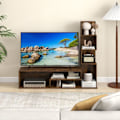 Miniatyrbillede 2 af 6: COSTWAY 50" TV-møbel med L-formede opbevaringshylder, åbne rum, til stuen, soveværelset, entreen, brun