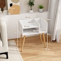 Miniatyrbillede 5 af 6: COSTWAY sæt med 2 sengebord med 3 åbne rum, sidebord med metalben, til stue, soveværelse, hvid