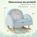 Miniatyrbild 4 av 4: COSTWAY Plysch gungstol för barn, belastning 50 kg, fina presenter till 3-5-årig pojkeflicka Grå Blå
