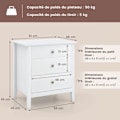 Miniatyrbillede 4 af 6: COSTWAY sengebord med 3 skuffer, 60,5 x 45,5 x 65,5 cm, sidebord til soveværelse, stue, kontor, hvid