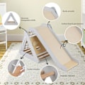 Miniatyrbillede 2 af 6: COSTWAY Legeplads med klatre-triangel, rutsjebane i træ og net, vejrbestandig, belastning 60 KG 1 år+ grå