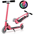 Miniatyrbild 1 av 6: COSTWAY hopfällbar barnskoter 2 blinkande LED-hjul Justerbar höjd Max belastning 70 kg Barn från 4 till 15 år Scooter Rosa