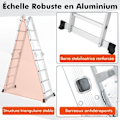 Miniatyrbillede 4 af 4: COSTWAY Teleskopstige 4.6M 7 i 1 - Aluminiumslegering - Belastning 150 kg - 17 trin - Skridsikre trin - Fodstøtter Pengar