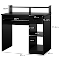 Miniatyrbillede 4 af 4: COSTWAY Computer Desk med Skuffe og 2 Opbevaringshylder, Computerarbejdsplads med Tastaturplade til Hjemmestudie