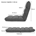 Miniatyrbillede 4 af 4: COSTWAY Foldbar Lazy Sofa, svampepolstret gulvstol, 14 positions tilbagelænet ryglæn, 106,5 x 55,5 x 10 cm, Grå