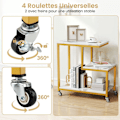 Miniatyrbillede 4 af 6: Mobil bord i G-form - COSTWAY - 3 niveauer åbne hylder - til salon sofa med låsbare hjul - Guld