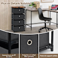 Miniatyrbillede 3 af 6: COSTWAY kommode med 4 stofskuffer 42 x 33,5 x 84,5 cm, med metalramme, opbevaringsskuffemøbler til soveværelse, industri, sort Svart
