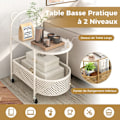 Miniatyrbillede 3 af 4: COSTWAY 2-trins mobilt sofabord i glas, med bjørnedesign, metalstel, låsbare hjul, til stue, soveværelse
