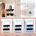 Miniatyrbillede 2 af 6: COSTWAY Fritstående smykkegarderobe med fuldlængde spejl og 3 farver LED, låsbar, til soveværelse, garderobe, hvid