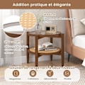 Miniatyrbillede 3 af 4: COSTWAY Rektangulære Bord i 2 Niveaux i PE-Rattan med Tempereret Glasplade og Akacietræsfødder, 56 x 56 x 46 cm, Brun
