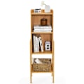 Miniatyrbillede 1 af 4: COSTWAY 4-lags bambus reol, fritstående hylde, til lille plads, soveværelse, stue, køkken, 26,5 x 37 x 113 cm