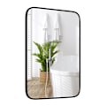 Miniatyrbillede 1 af 6: COSTWAY Moderne rektangulært badeværelsesspejl Splintfri beskyttelse og ekspansionsskruer & sort aluminiumsramme 70 x 50 cm Sort