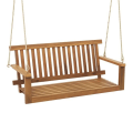 Miniatyrbild 1 av 4: COSTWAY 2-sits hängbänk 130x63x57cm-Acacia trägunga-2 hamparep-Sits, ryggstöd med spjälor-Kapacitet 360 kg