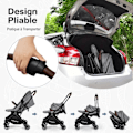 Miniatyrbild 4 av 4: COSTWAY Barnvagn 2 i 1 Baby 0-3 År Rotationssäte Fällbart med en Hand Båge Justerbart Fotstöd Lutad Multi-positioner Grå Grå och svart