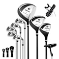 Miniatyrbillede 1 af 6: COSTWAY Golftaske med stativ til mænd - 10 PCS golfkøllesæt - 3 justerbare skulderremme, vægtede kølhoveder - Sort