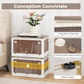 Miniatyrbild 6 av 6: COSTWAY Stapelbara plastförvaringskärl 132 L lock & 3 nivåer & 5 dörrar & hjul för vardagsrum & sovrum 51,5x36,5x88CM Vit Vit Brun