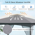 Miniatyrbillede 2 af 6: COSTWAY Havepavillon 300 x 365 cm med Netvægge - Vandtæt Gazebo med Dobbelt Tag til Terrasse Reception Grå