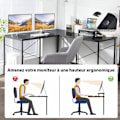 Miniatyrbild 3 av 4: COSTWAY hörnskrivbord - 150 x 150 x 74 CM - Justerbart till rakt skrivbord, stort bord för 2 personer Svart Svart