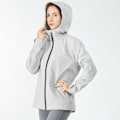 Miniatyrbillede 1 af 4: COSTWAY Trenchcoat til kvinder, regnjakke med hætte, vind- og vandafvisende udendørsjakke i nylon, langærmet, grå, L Grå M