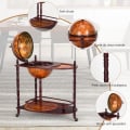 Pikkukuva 4 / 4: COSTWAY Bar Vintage Globe -maailmankartta eukalyptuspuusta, 3 pyörää ja 1500-luvun italialainen tyyli, 70 x 45 x 88 C