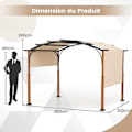 Miniatyrbillede 4 af 4: Havepergola 3 x 6 x 2,6 M COSTWAY-Trækbart fortelt i polyesterstof-metalstruktur-med buer-stolper trælook-beige