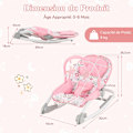 Miniatyrbillede 4 af 4: COSTWAY 2 i 1 Baby Bouncer-3 Position Ryglæn-fast sæde/Aftageligt vaskbart stof Rocker-Toy Arch-0 til 6 måneder 9 kg-Pink