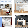 Miniatyrbillede 4 af 4: COSTWAY Computer Skrivebord Modern Style 112,5 x 50 x 75 CM 2 Skuffer, Studiebord til hjemmekontor Soveværelse Lavet af MDF Vit