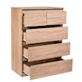 Miniatyrbillede 2 af 4: COSTWAY Kommode med 5 Skuffer i Moderne Stil L 75 x P 42 x H 104 cm til Soveværelse, Stue, Gang Brun Naturlig