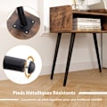 Miniatyrbillede 3 af 6: COSTWAY sengebord med 3 åbne rum, sidebord med metalben, til stue, soveværelse, brun