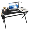 Miniatyrbillede 1 af 4: COSTWAY gaming skrivebord 120 x 60 x 74 cm, med kubikskuffe, sideopbevaringspose, moderne computerbord, sort+hvid Svartvitt