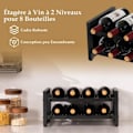 Miniatyrbillede 2 af 4: COSTWAY metal vinhylde/reol til 8 flasker, rustsikker overflade, 2-lags flaskeholder med justerbar fodstøtte Svart