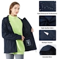 Miniatyrbillede 2 af 4: COSTWAY Trenchcoat til kvinder, regnjakke med hætte, vind- og vandafvisende udendørsjakke i nylon, langærmet, blå, M Blå S