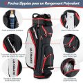Miniatyrbillede 3 af 4: COSTWAY Golfbære med 14 Adskilte Rum 8 Lommer Regnslag Skulderrem Isoleret Letvægts Nylon Sort