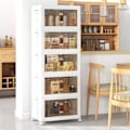 Miniatyrbillede 2 af 4: COSTWAY 316L plastopbevaringsboks, 5 foldbare opbevaringsbokse med 4 hjul og låg, til soveværelse, stue, køkken Vit + brun