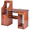 Miniatyrbillede 4 af 4: COSTWAY Computer Desk med Opbevaringsmøbel i Moderne Stil 16 x 45,5 x 111,5 cm (L × b × H) Stue og Hjem kastanj
